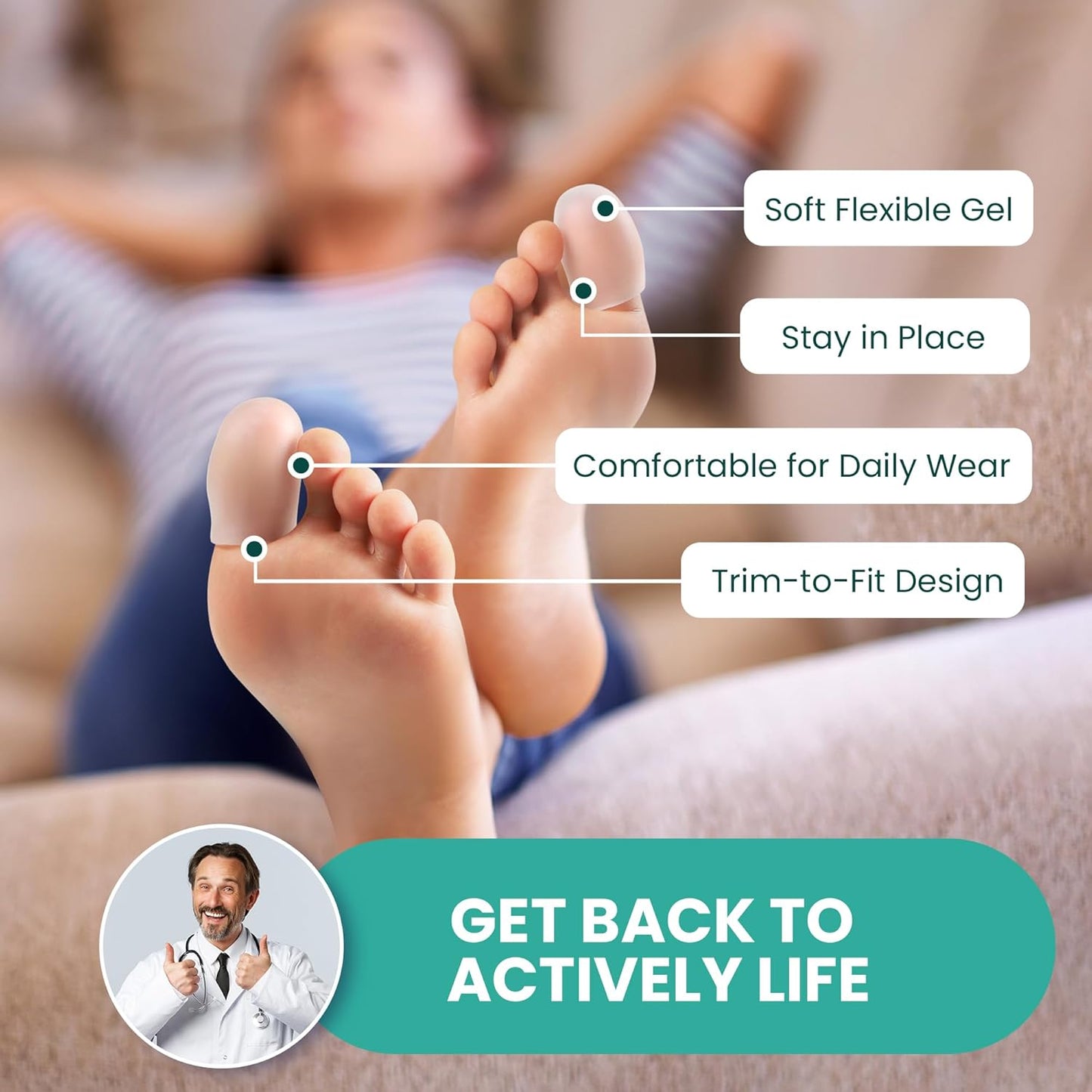 Gel Toe Protects 8 Count Large Size