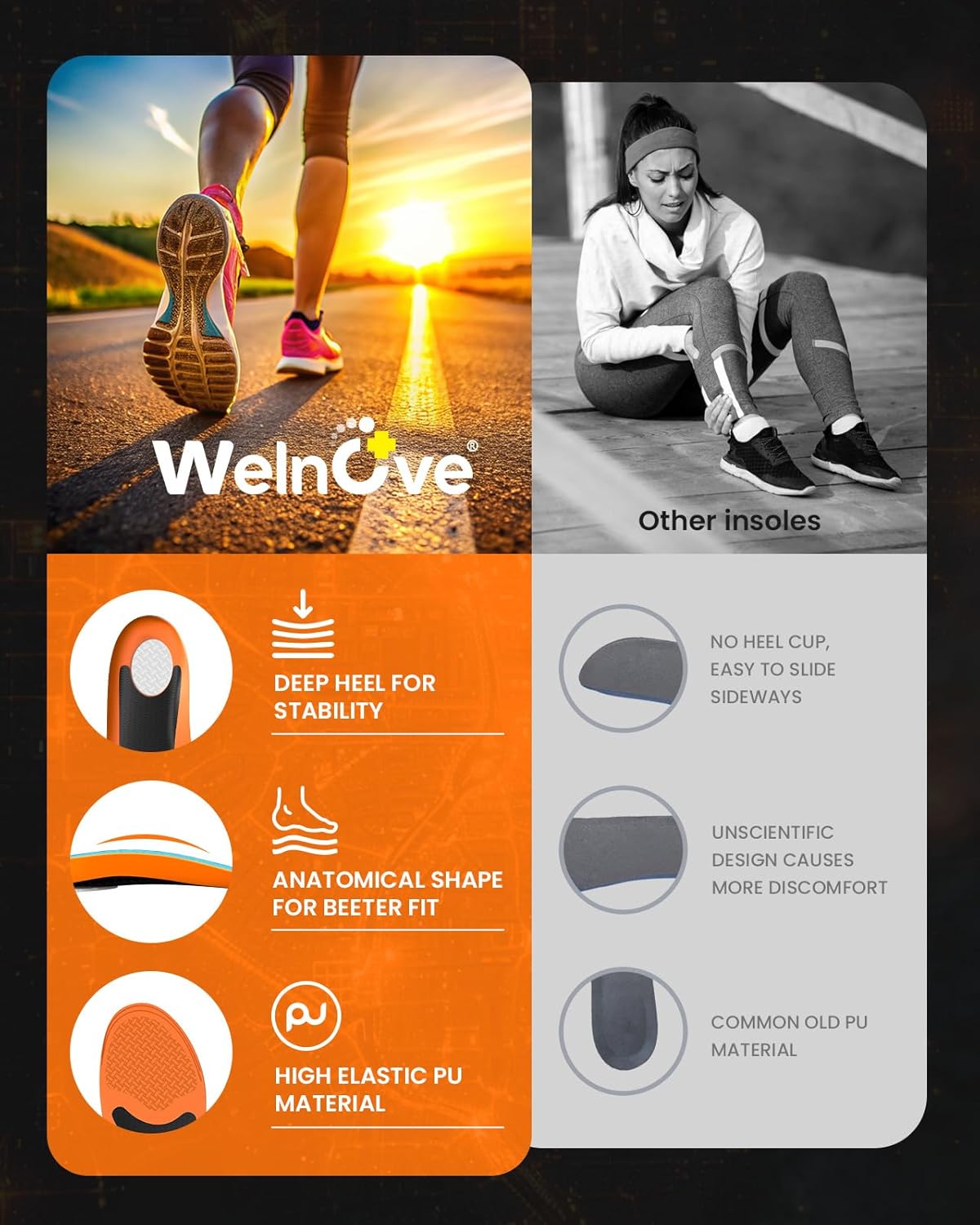 Performance Running Insoles-Shock Absorption