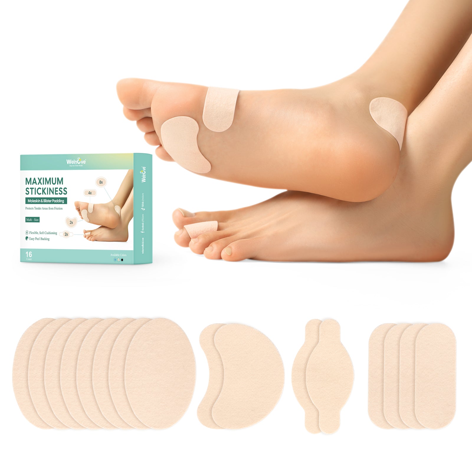 Molepad Moleskin Adhesive Pads 16 psc – WelnoveOfficial