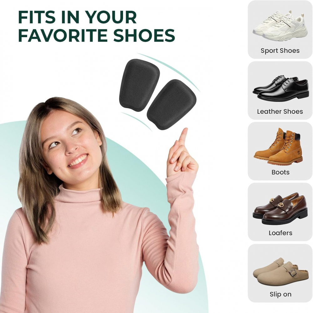Welnove Shoe Tongue Pads, Black