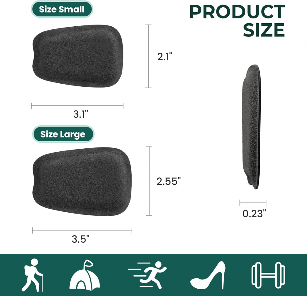 Welnove Shoe Tongue Pads, Black