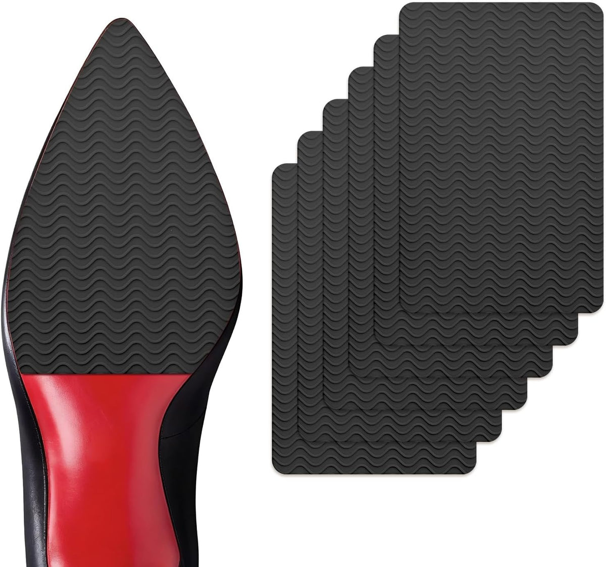 Welnove Shoe Sole Bottom Protector Grips Non Slip Self-Adhesive Anti-Slip Pads for High Heels Boots,6 Pcs,Black