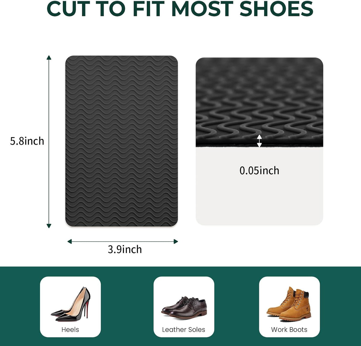 Welnove Shoe Sole Bottom Protector Grips Non Slip Self-Adhesive Anti-Slip Pads for High Heels Boots,6 Pcs,Black