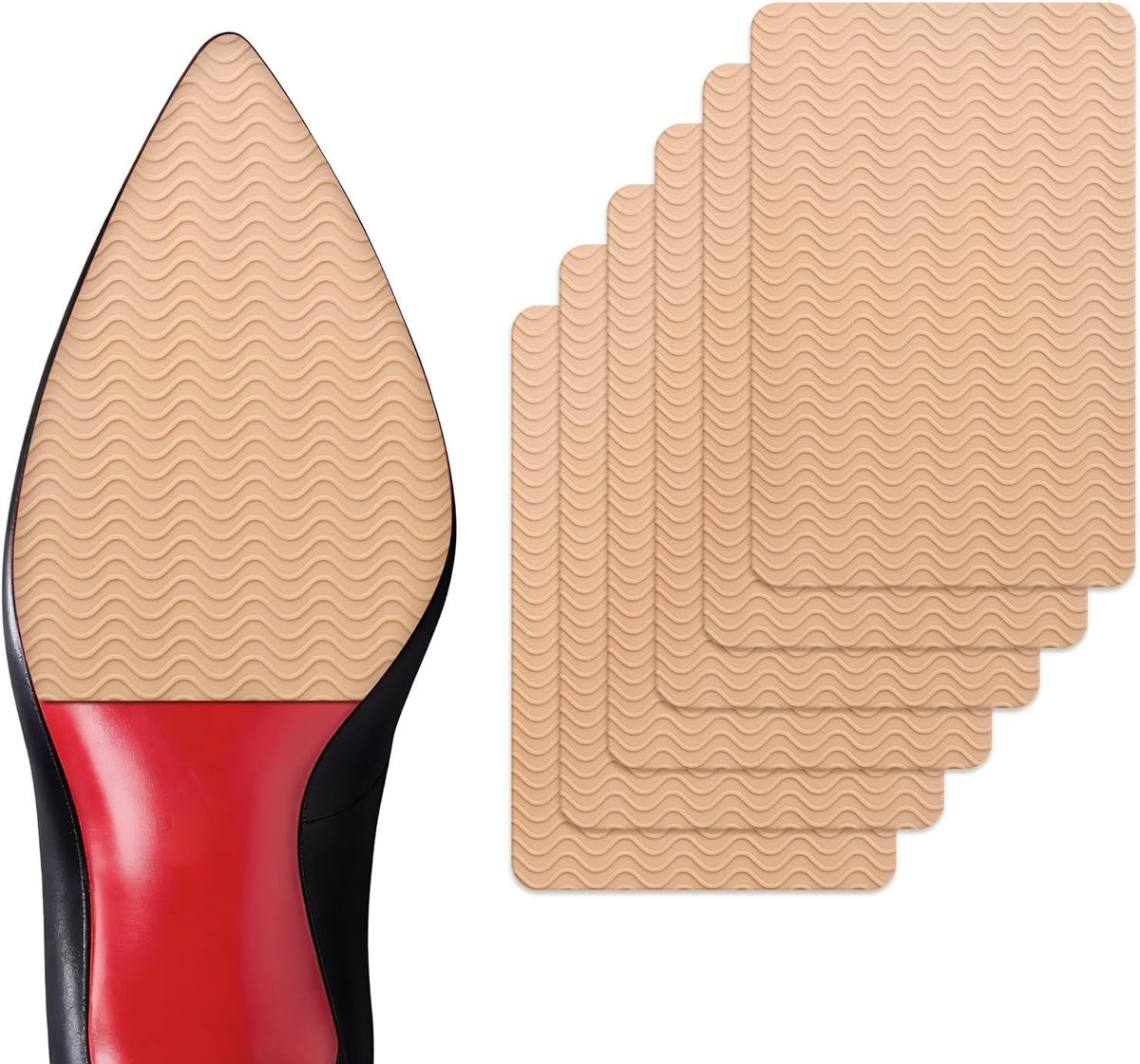 Welnove Shoe Sole Bottom Protector Grips Non Slip Self-Adhesive Anti-Slip Pads for High Heels Boots,6 Pcs,Beige