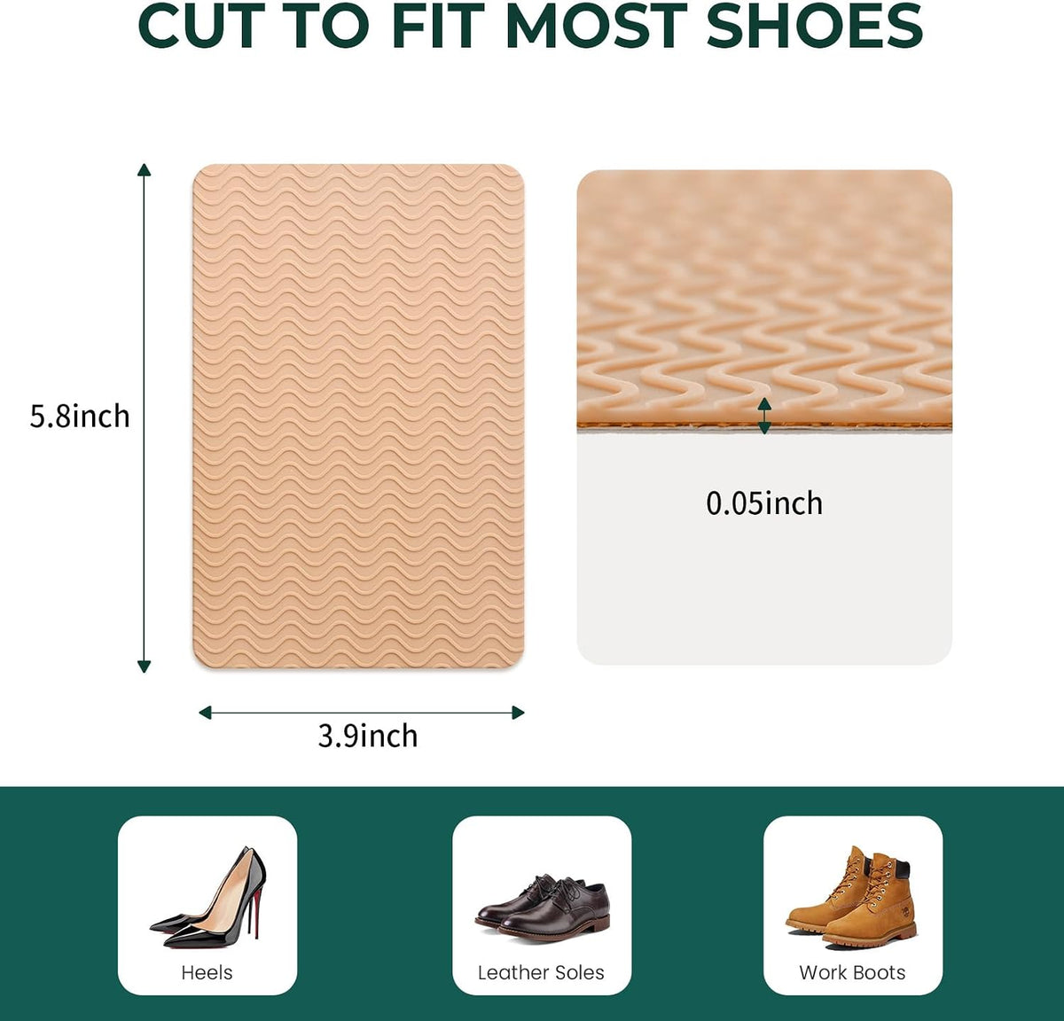 Welnove Shoe Sole Bottom Protector Grips Non Slip Self-Adhesive Anti-Slip Pads for High Heels Boots,6 Pcs,Beige