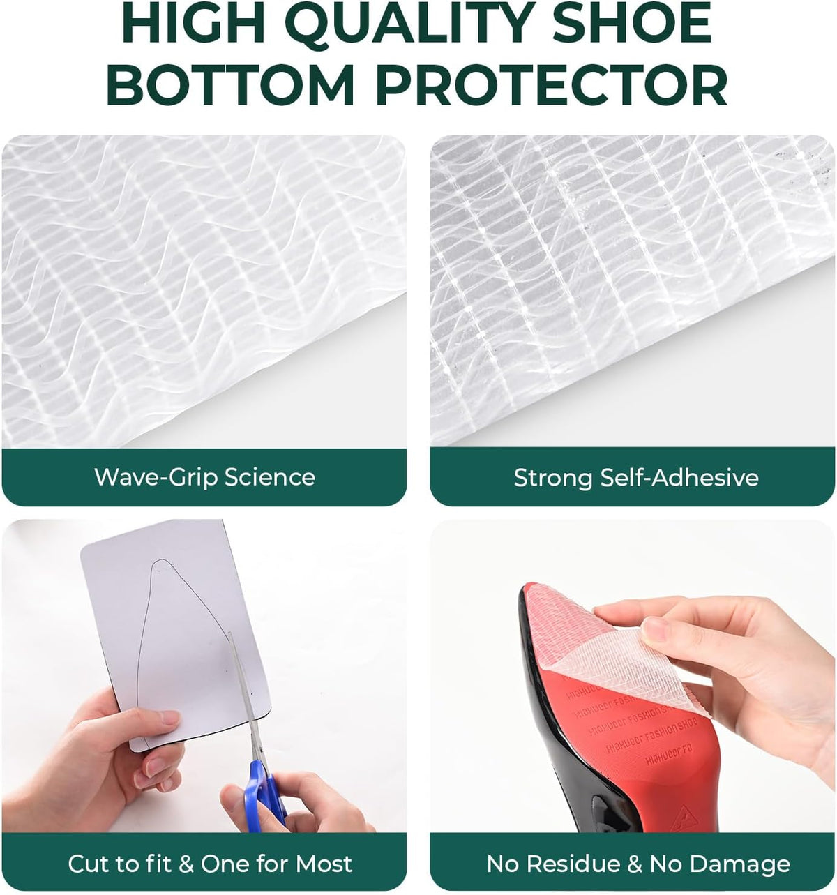 Welnove Shoe Sole Bottom Protector Grips Non Slip Self-Adhesive Anti-Slip Pads for High Heels Boots,6 Pcs,Clear