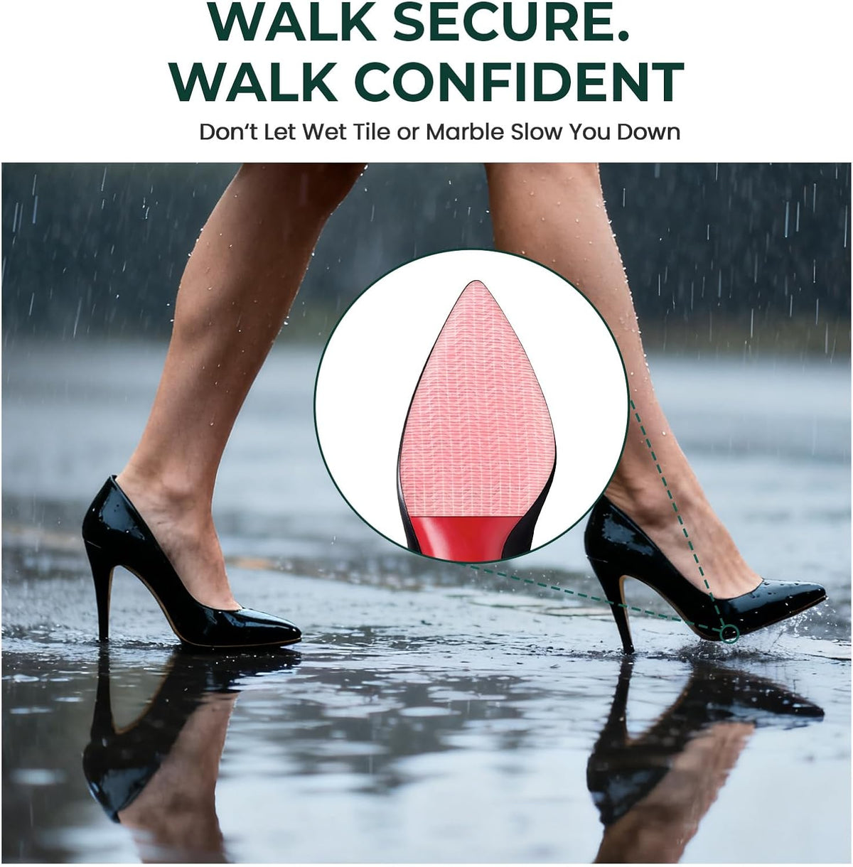 Welnove Shoe Sole Bottom Protector Grips Non Slip Self-Adhesive Anti-Slip Pads for High Heels Boots,6 Pcs,Clear