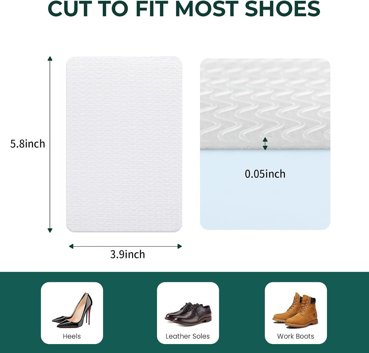 Welnove Shoe Sole Bottom Protector Grips Non Slip Self-Adhesive Anti-Slip Pads for High Heels Boots,6 Pcs,Clear