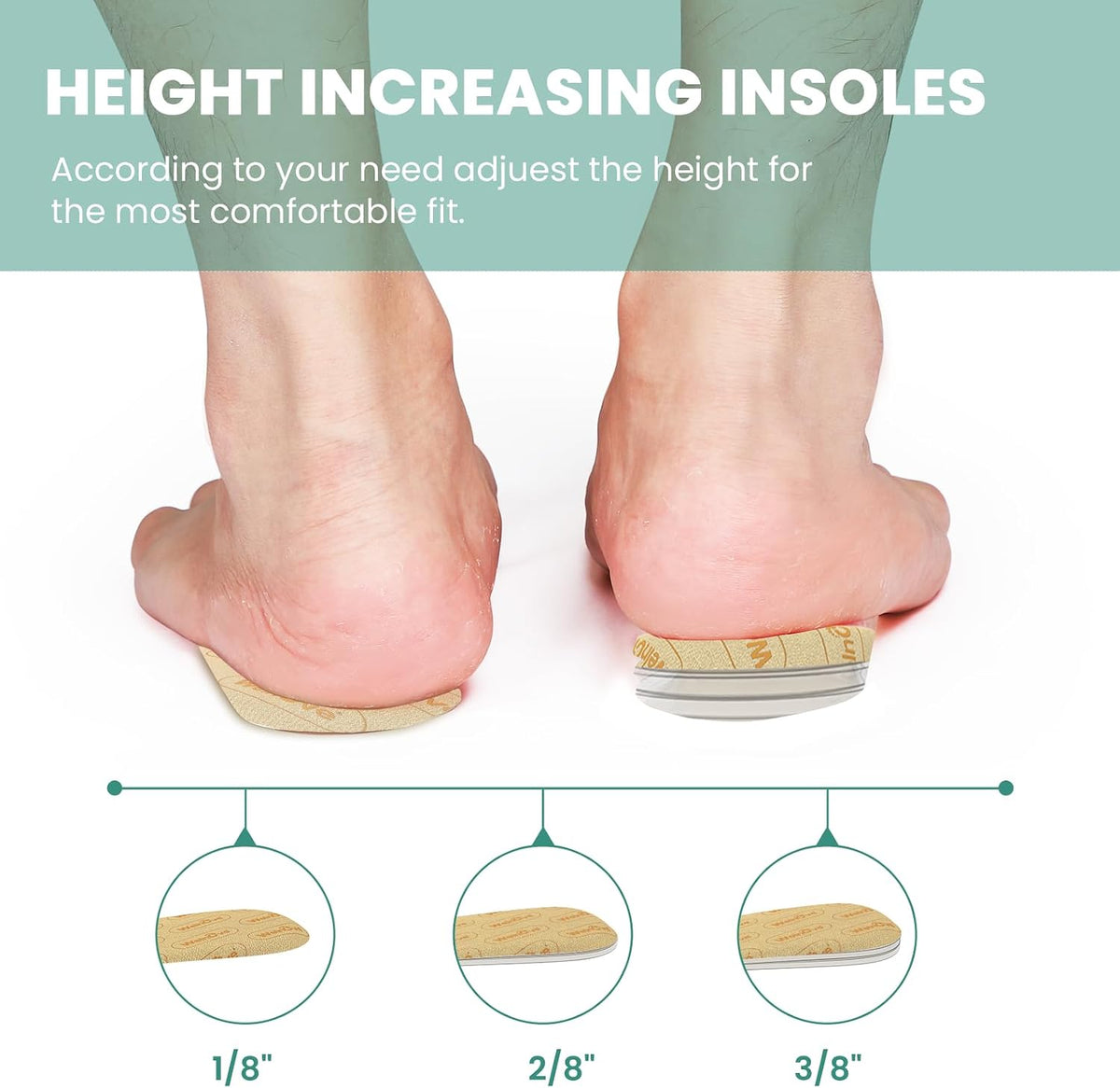 Welnove Adjustable Heel Lift Inserts Adjustable Orthopedic Shoe Lifts Uneven Legs Leg Length Discrepancy Pain,1 Pair,Size S,3 Layers