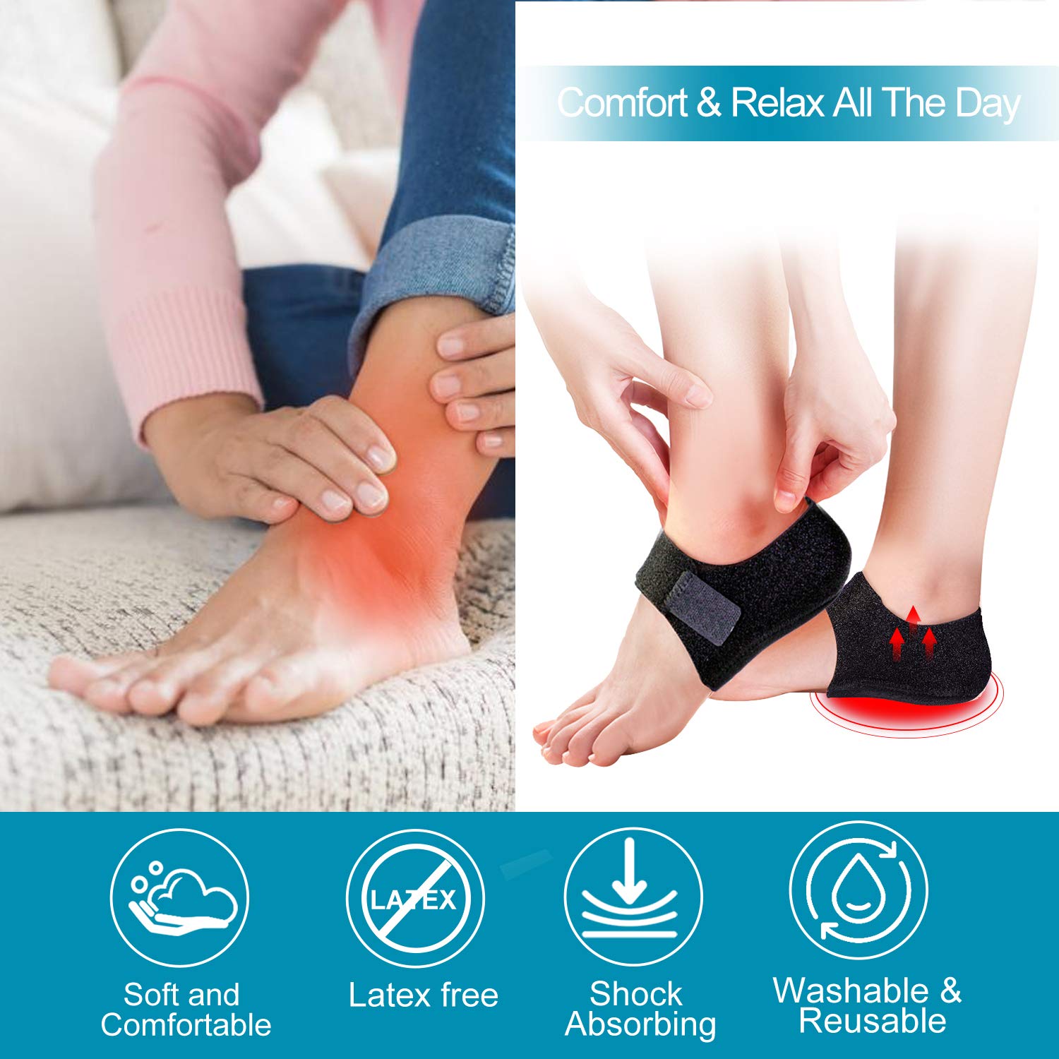 Silicone Gel Heel Pad Socks For Heel Swelling Pain Relief, Anti Crack Full  Length Dry Hard
